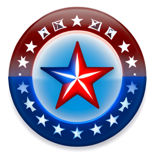 Create a 72 x 72 pixel icon with a transparent background to overlay on a furniture ecommerce website for a 4th of July savings. The icon should feature a patriotic theme with clear and bold red, white, and blue colors. Ensure that the design is simple and readable both on desktop and mobile screens. The icon should include: Shape: A circular or shield-like shape. Design Elements: Include a star or a small burst/firework to represent the festive 4th of July theme. Text: A clear and bold label “SALE” or “4th of July” in a readable font, preferably centered or in a banner/ribbon style within the icon. Color Scheme: Use red (#FF0000), white (#FFFFFF), and blue (#0000FF). The colors should be distinct and well-contrasted. Style: Modern and minimalistic with a focus on clarity and readability. Make sure that the icon remains visually appealing and the text is legible even when scaled down to 72 x 72 pixels. - icon | sticker