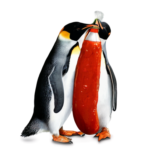 Two penguins with tomato sauce - icon | sticker