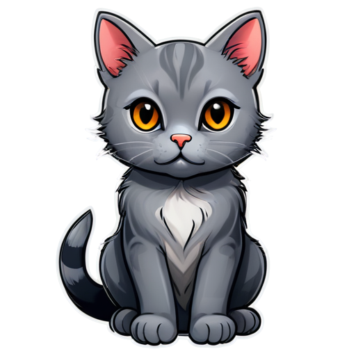 Grey cat - icon | sticker