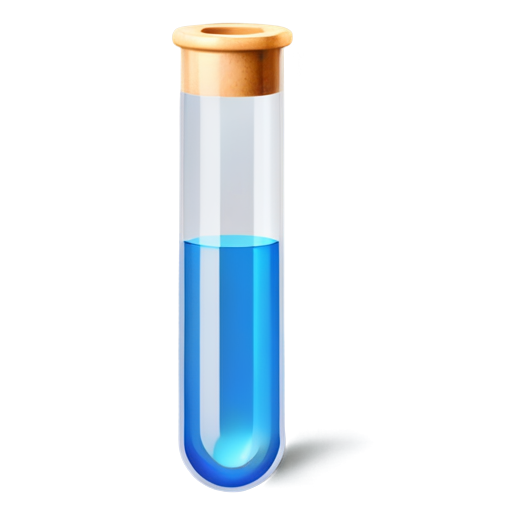 Blue minimalist test tube, 2D, inside the wheel, all blue - icon | sticker