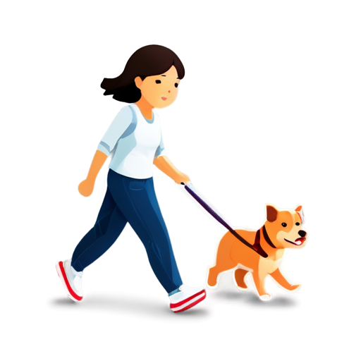 Dog walking with pet sitter Korean style app icon - icon | sticker