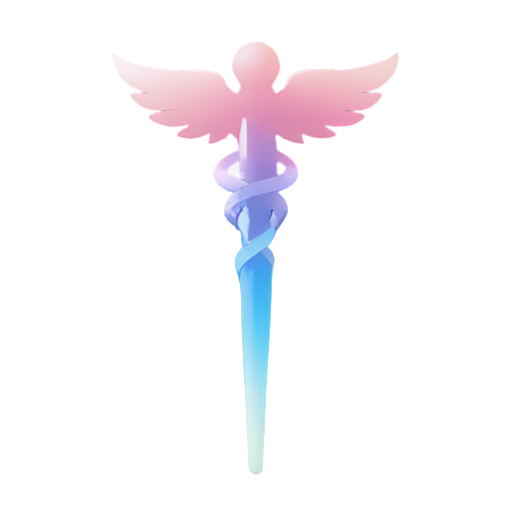 Caduceus wand with a pink-to-blue gradient - icon | sticker