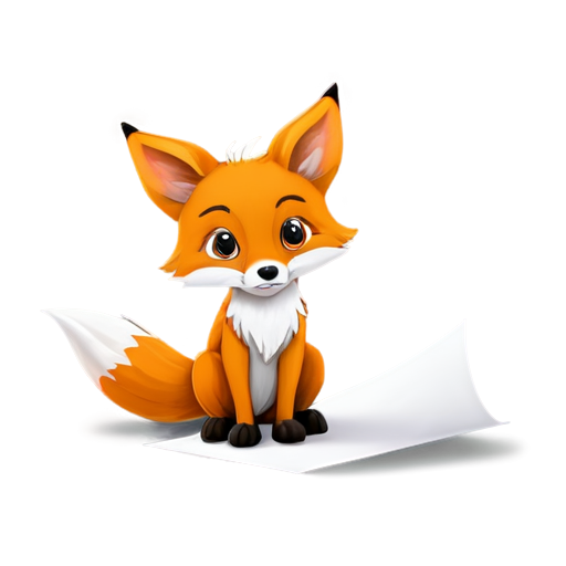 Realism; the fox bent over a sheet of paper with a pen in his hands and thought - icon | sticker