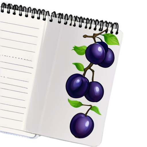 plum and notebook - icon | sticker