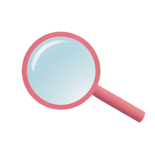 create a picture for the channel about benchmarking and product design you can use a magnifying glasses, pink color - icon | sticker