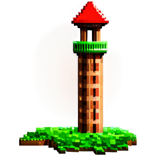 pixel art, tower icon, red style - icon | sticker
