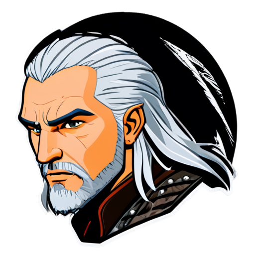 geralt`s head -witcher -cartoon - icon | sticker