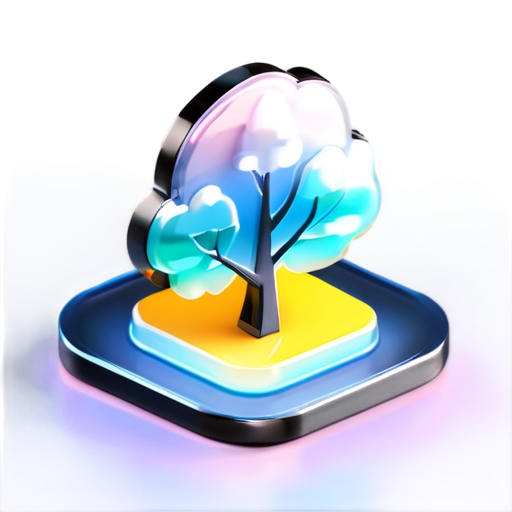 cute 3d geolocation pin of a park with trees and benches - icon | sticker