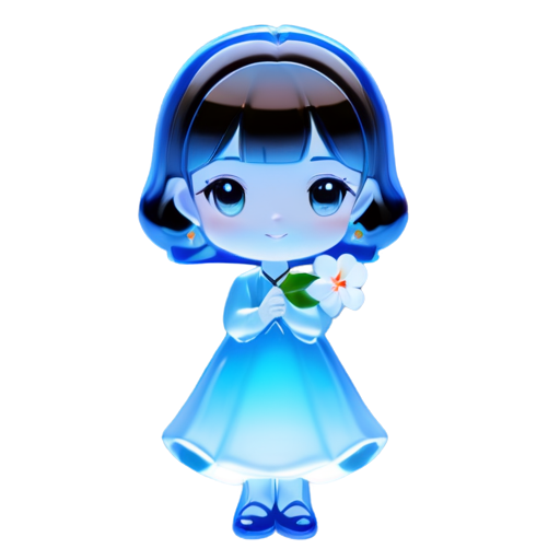 Jasmine in a blue dress ,with a blue flowers - icon | sticker