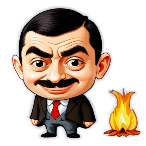 Mr. Bean as guy fawkes anonymous - icon | sticker