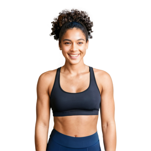 “mixed-race woman, bright sports top, smiling, 30-year-old, white background” - icon | sticker