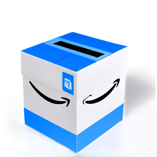 a white box with an amazon logo on it and a blue light coming out, toy package, loot box, amazon, package cover, box, prerendered isometric graphics, icon for an ai app, an ambient occlusion render, product design render, packaging, white box, rendered illustration, ambient occlusion render, asset store, appgamekit, product advertising, ecommerce photograph, magicavoxel, rendered image, with 3d render - icon | sticker