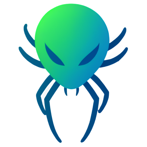 spider,green head, blue body,in the style of minimalistic,flat - icon | sticker