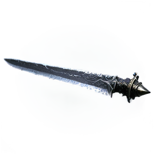 one ice sword, black metal, ancient sword, ice particles, tilted at 30 degrees - icon | sticker