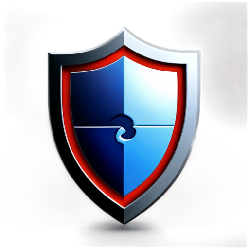Create a shield icon that combines the elements of puzzle pieces and a protective shield, following these specifications: Shape: Design a symmetrical shield with a slightly curved top and straight sides. Puzzle Pattern: Cover the shield's surface with a repeating pattern of interlocking puzzle pieces. Make sure the puzzle pieces are of various sizes and orientations, fitting neatly together without gaps. Color Scheme: Use a gradient of blue shades for the puzzle pieces to symbolize trust, security, and reliability. Outline: Add a thin silver or gray outline around the shield's edges to create a clean and polished look. Depth and Shadows: Give the icon a subtle 3D effect by incorporating light shadows at the edges of the puzzle pieces and a soft highlight at the center of the shield. - icon | sticker