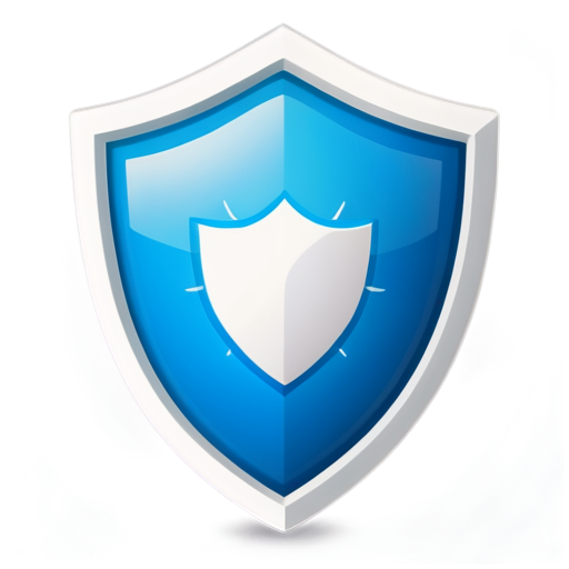 draw a blue shield icon with white elements. symbolizing protection from advertising on the Internet - icon | sticker