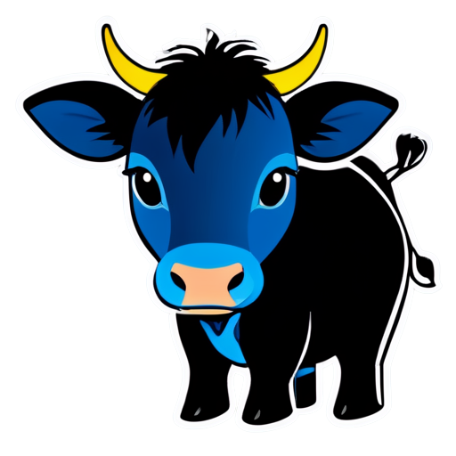 OX cow, avatar, simple, blue, lines, cartoon - icon | sticker