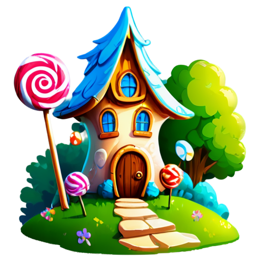 Fairytale house of lollipops. Standing in a forest clearing. - icon | sticker