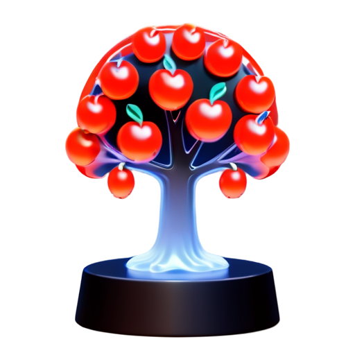 fantastic tree with red fruits - icon | sticker