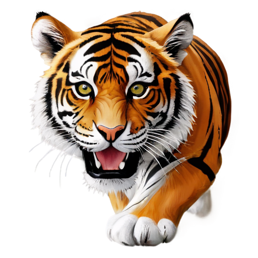 cute gentle crazy tigre, black - white background tone with orange element - icon | sticker