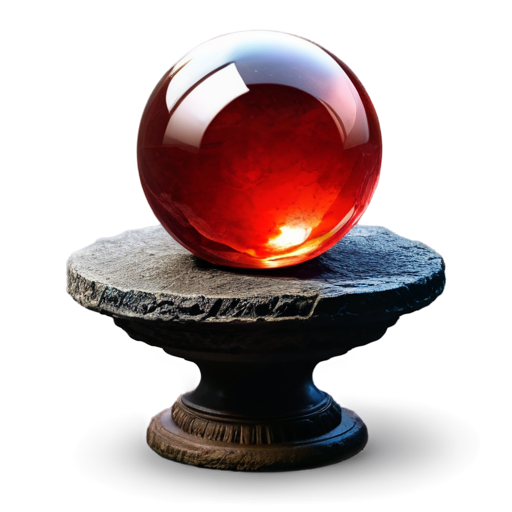 Illustration of the Philosopher's Stone, a glowing red gem with rough, uneven surfaces, encased within a clear glass orb. The stone emits a soft, radiant light, illuminating the inside of the orb. The glass orb is transparent, showcasing the intricate details and magical aura of the stone. The background is neutral, allowing the focus to remain on the stone and its mystical glow. High-definition, fantasy-style art. - icon | sticker