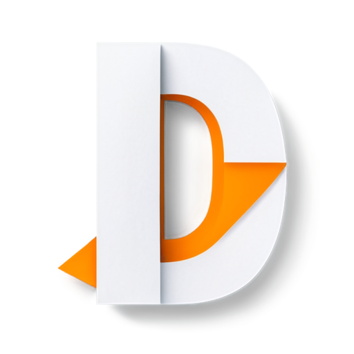 origami white lowercase letter "d" on orange background - icon | sticker