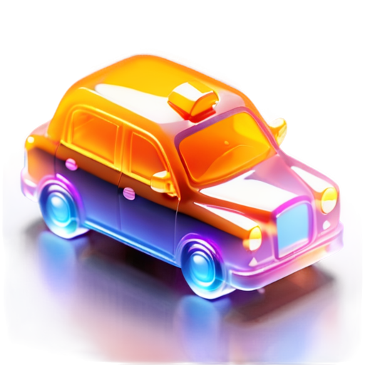 minimalistic taxi icon with orange and purple colors - icon | sticker