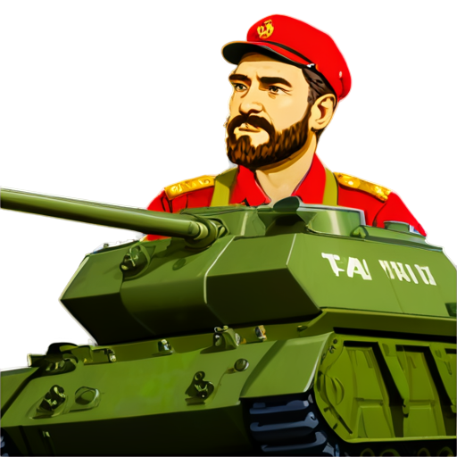 a Russian collective farmer on a Soviet tank cartoon icon for the youtube channel with the caption TaHkucT_TpakTopucT - icon | sticker