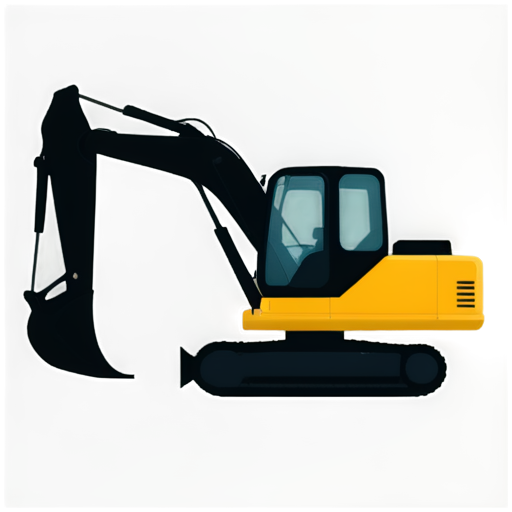 excavator, side view, flat, minimalistic, monochrome - icon | sticker