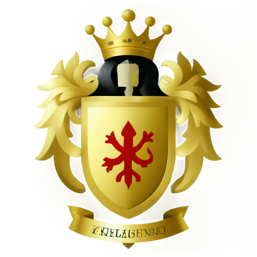 The family coat of arms of the Kirilenko family. Mom, dad and two daughters. Neutral colors - icon | sticker