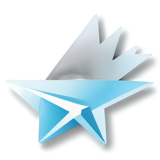 A minimalist, flat design Telegram icon in light blue, with a subtle gradient blending into white, and a discreet download arrow incorporated into the paper airplane shape - icon | sticker