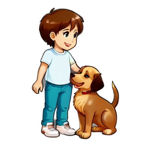 Dog and a kid - icon | sticker