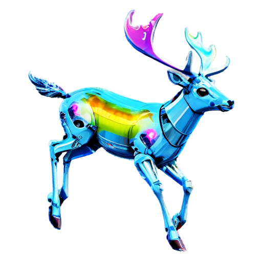 robo deer jumping on a rainbow - icon | sticker