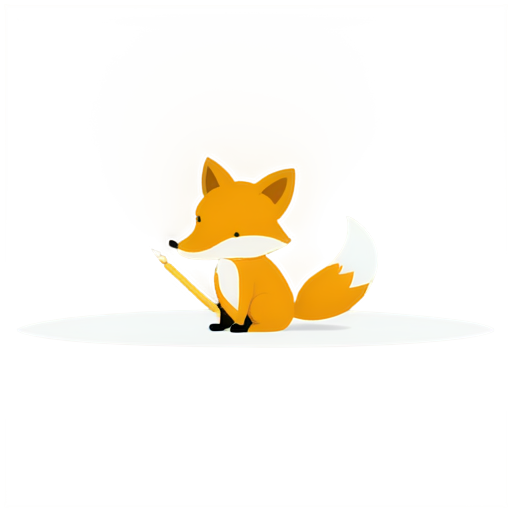 the fox bent over a sheet of paper with a pen in his hands and thought - icon | sticker