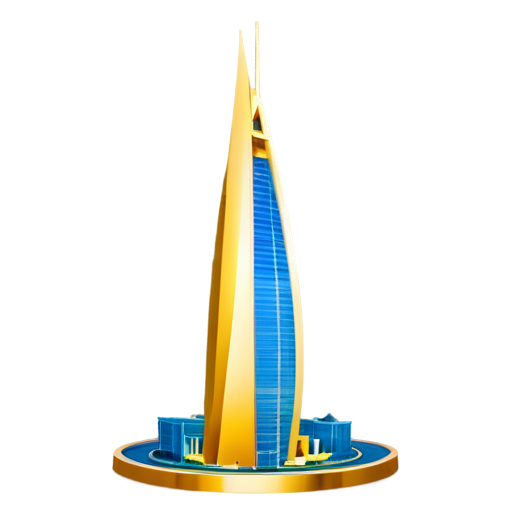 Kingdom tower riyadh vector 3D icon for mobile app gold color - icon | sticker