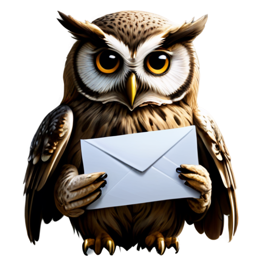 Owl with letter - icon | sticker