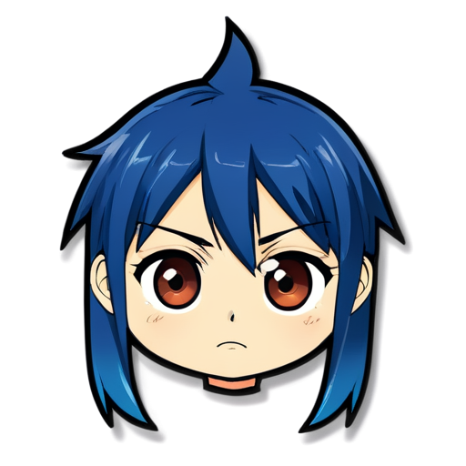 Dissatisfied anime face in the form of a ticker for social networks - icon | sticker