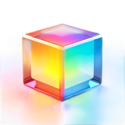 A colorful cube with a transparent texture. One vertex of the cube is in the center of the picture, making the entire graphic look like a regular hexagon. - icon | sticker