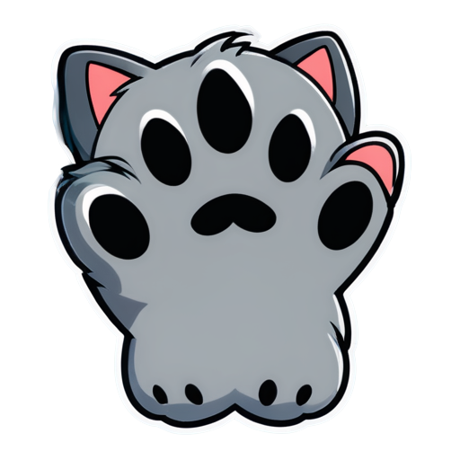 cute gray cat paw - icon | sticker