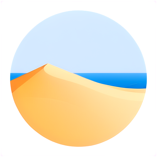 minimalist icon with a sand dune in front with sea in back, with the maximum of quality - icon | sticker