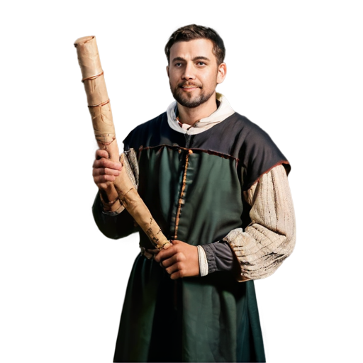 medieval bearer with parchment missive tube in hand, paint style, - icon | sticker