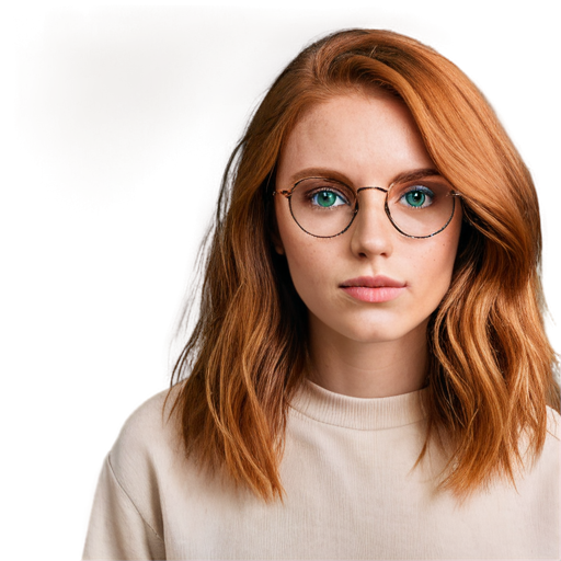 man and women together, men wit with a tousled bob hairstyle brown hair, green eyes and round glasses and women with long ginger hair and brown eyes - icon | sticker