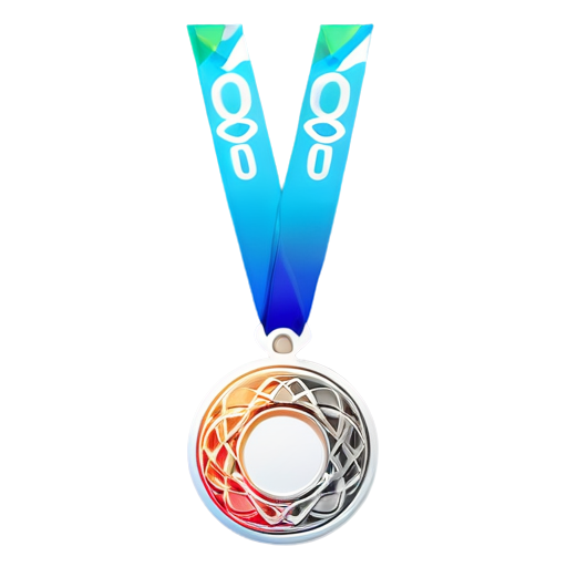 Epic full-body illustration of a silver Olympic medal from Paris, with intricate patterns and the Olympic rings prominently displayed, shiny and reflective, surrounded by a dynamic and vibrant background representing the spirit of the Olympics, high-definition, realistic style. - icon | sticker