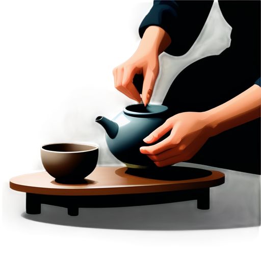 Tea ceremony. A tea master brews tea in the Chinese tradition for guests. - icon | sticker