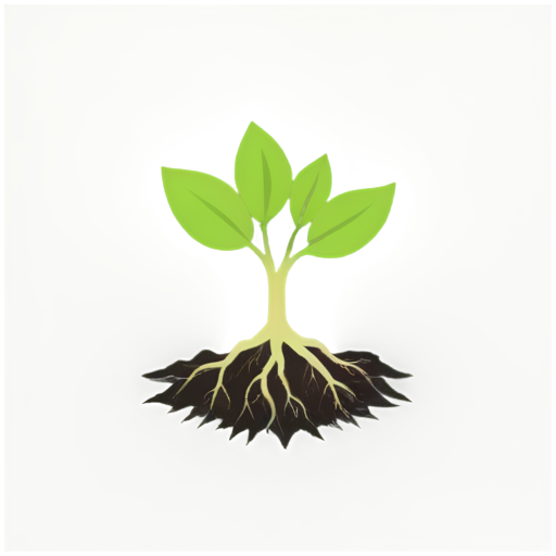 roots and mycorrhizae into soil, focus on the roots not the plant - icon | sticker