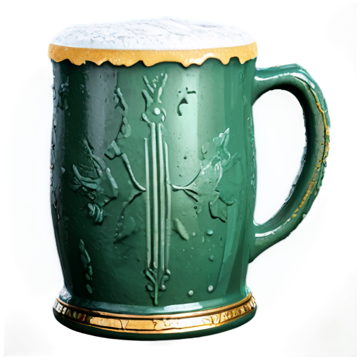 medieval ceramic cup with beer foam, paint style - icon | sticker