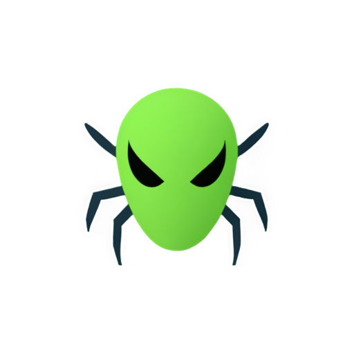 spider,green head, blue body,in the style of minimalistic,flat - icon | sticker