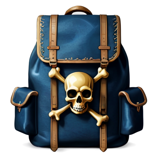 medieval backpack with skull and crossbones overlay icon - icon | sticker