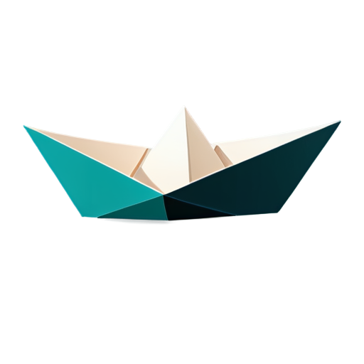 cute origami paper boat, flat style - icon | sticker