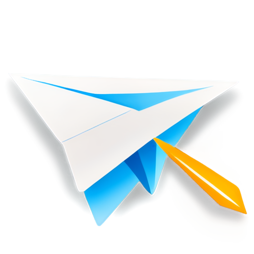 a flat design icon with a telegram paper airplane and a white download arrow on a light blue background, the arrow is in the center of the plane，add download icon in left - icon | sticker